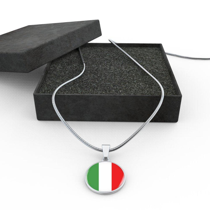 Italy Love - Proud Italian - Luxury Necklace Round Pendant-Jewelry-Teelime | shirts-hoodies-mugs