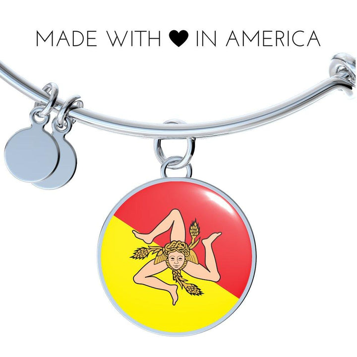 Italy Love - Proud Italian-Sicilian - Bangle-Bracelet Round Pendant-Jewelry-Teelime | shirts-hoodies-mugs