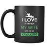 Kayaking - I love it when my wife lets me go Kayaking - 11oz Black Mug-Drinkware-Teelime | shirts-hoodies-mugs