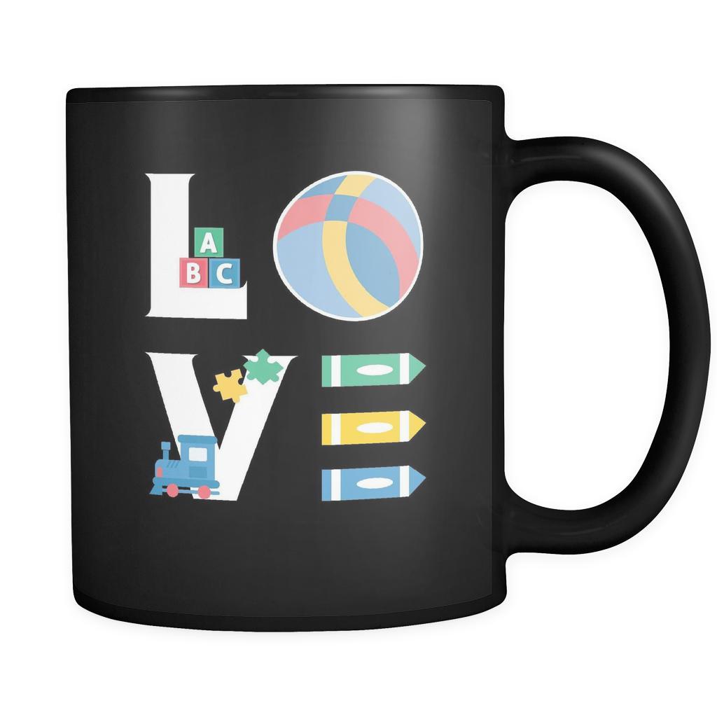 Kindergarten Teacher - LOVE Kindergarten Teacher - 11oz Black Mug-Drinkware-Teelime | shirts-hoodies-mugs