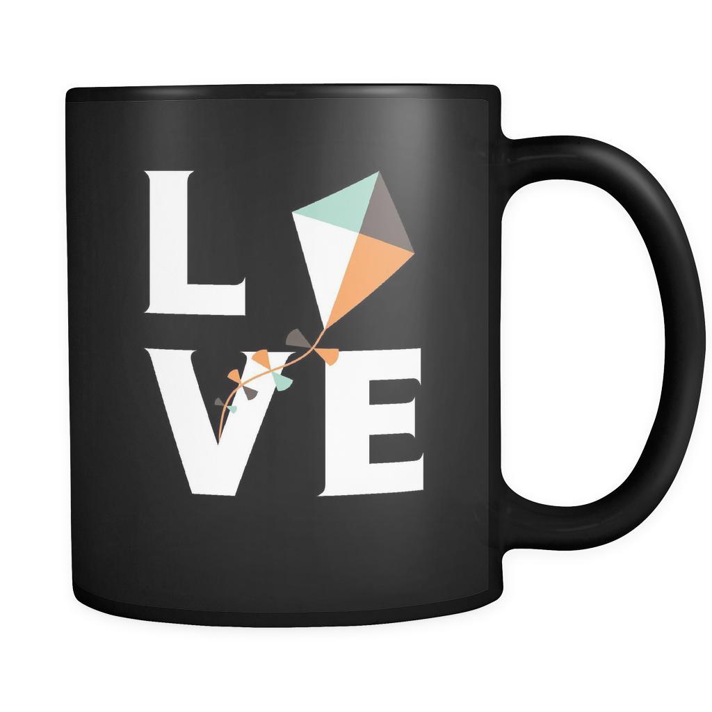 Kite - LOVE Kite - 11oz Black Mug-Drinkware-Teelime | shirts-hoodies-mugs