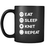 Knitting - Eat Sleep Knit Repeat - 11oz Black Mug-Drinkware-Teelime | shirts-hoodies-mugs