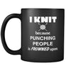 Knitting - I knit because punching people is frowned upon - 11oz Black Mug-Drinkware-Teelime | shirts-hoodies-mugs