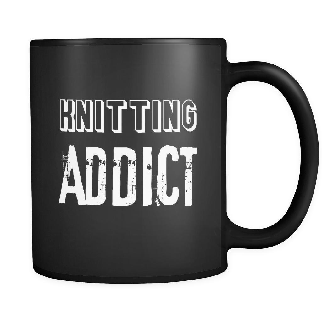 Knitting Knitting Addict 11oz Black Mug-Drinkware-Teelime | shirts-hoodies-mugs