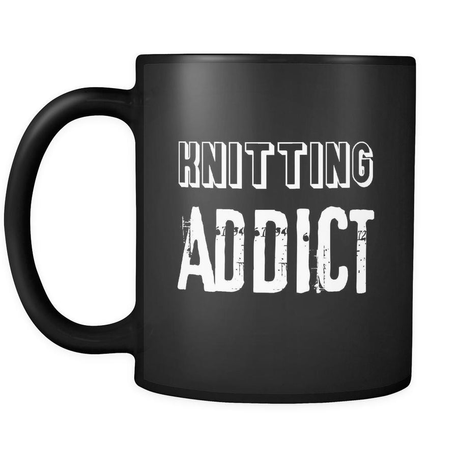 Knitting Knitting Addict 11oz Black Mug-Drinkware-Teelime | shirts-hoodies-mugs