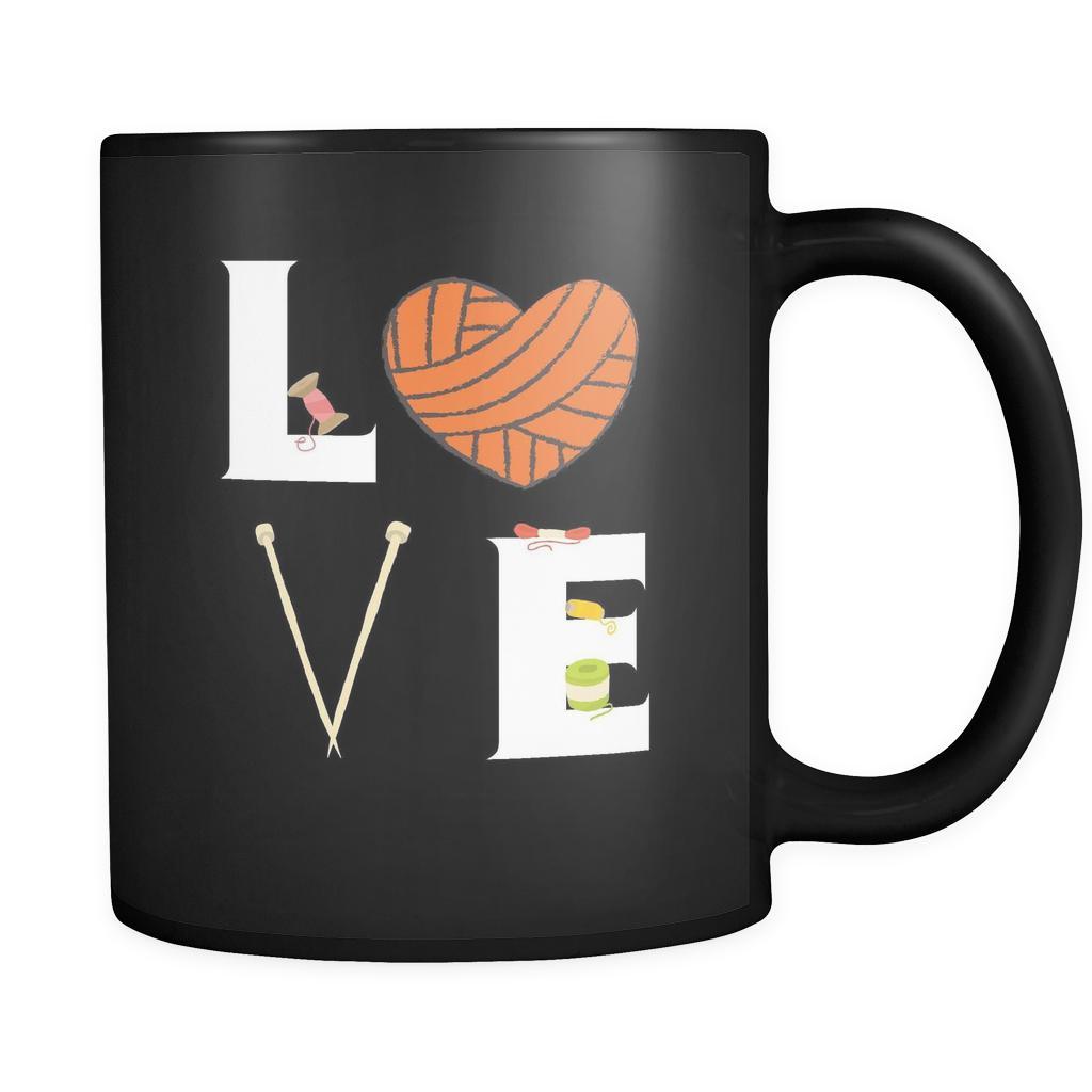 Knitting / Sewing - LOVE Knitting / Sewing - 11oz Black Mug-Drinkware-Teelime | shirts-hoodies-mugs
