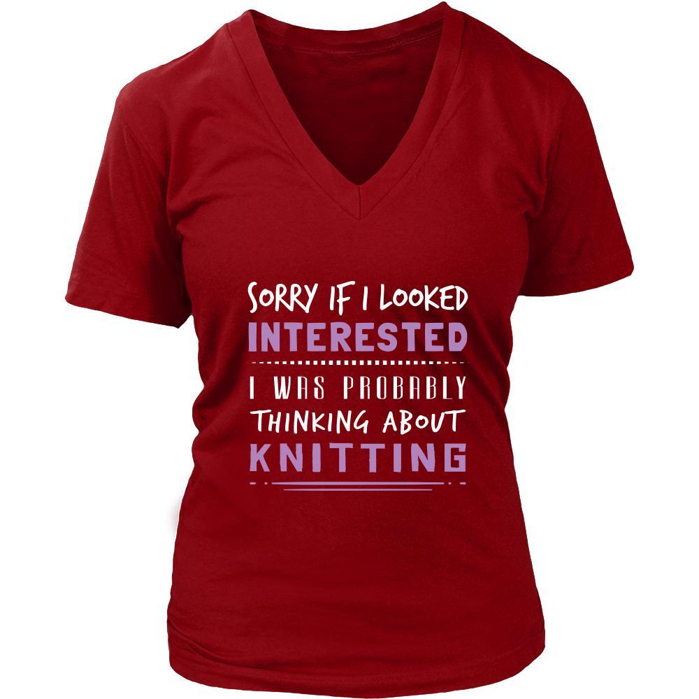 Knitting Shirt - Sorry If I Looked Interested, I think about Knitting - Hobby Gift-T-shirt-Teelime | shirts-hoodies-mugs