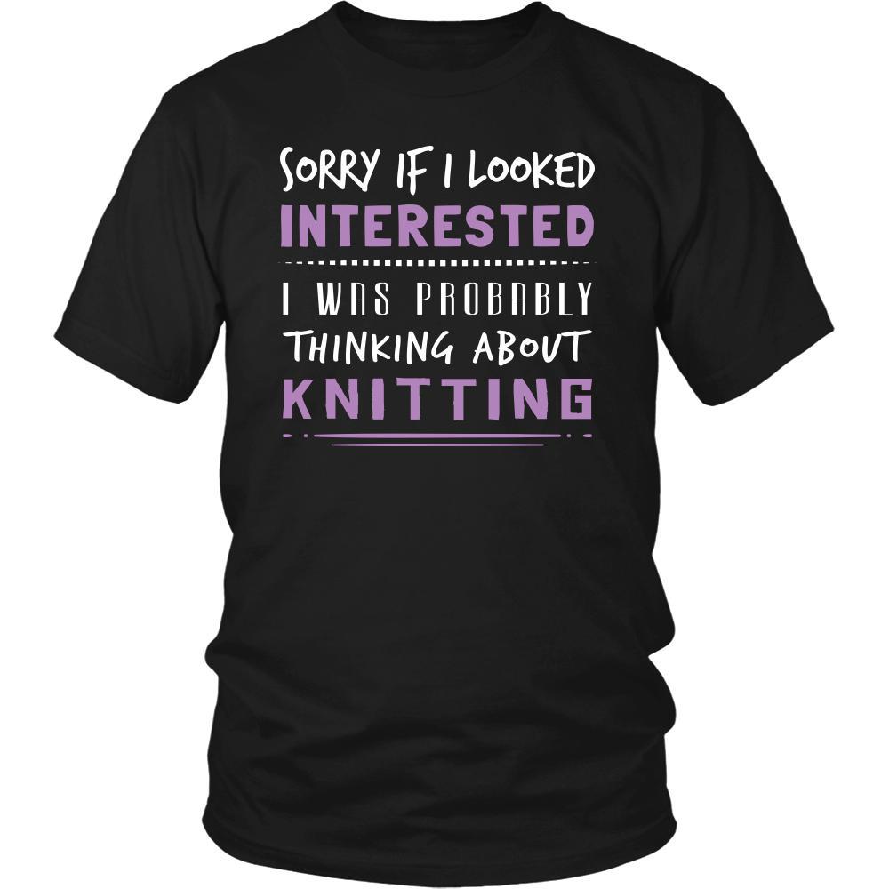 Knitting Shirt - Sorry If I Looked Interested, I think about Knitting - Hobby Gift-T-shirt-Teelime | shirts-hoodies-mugs