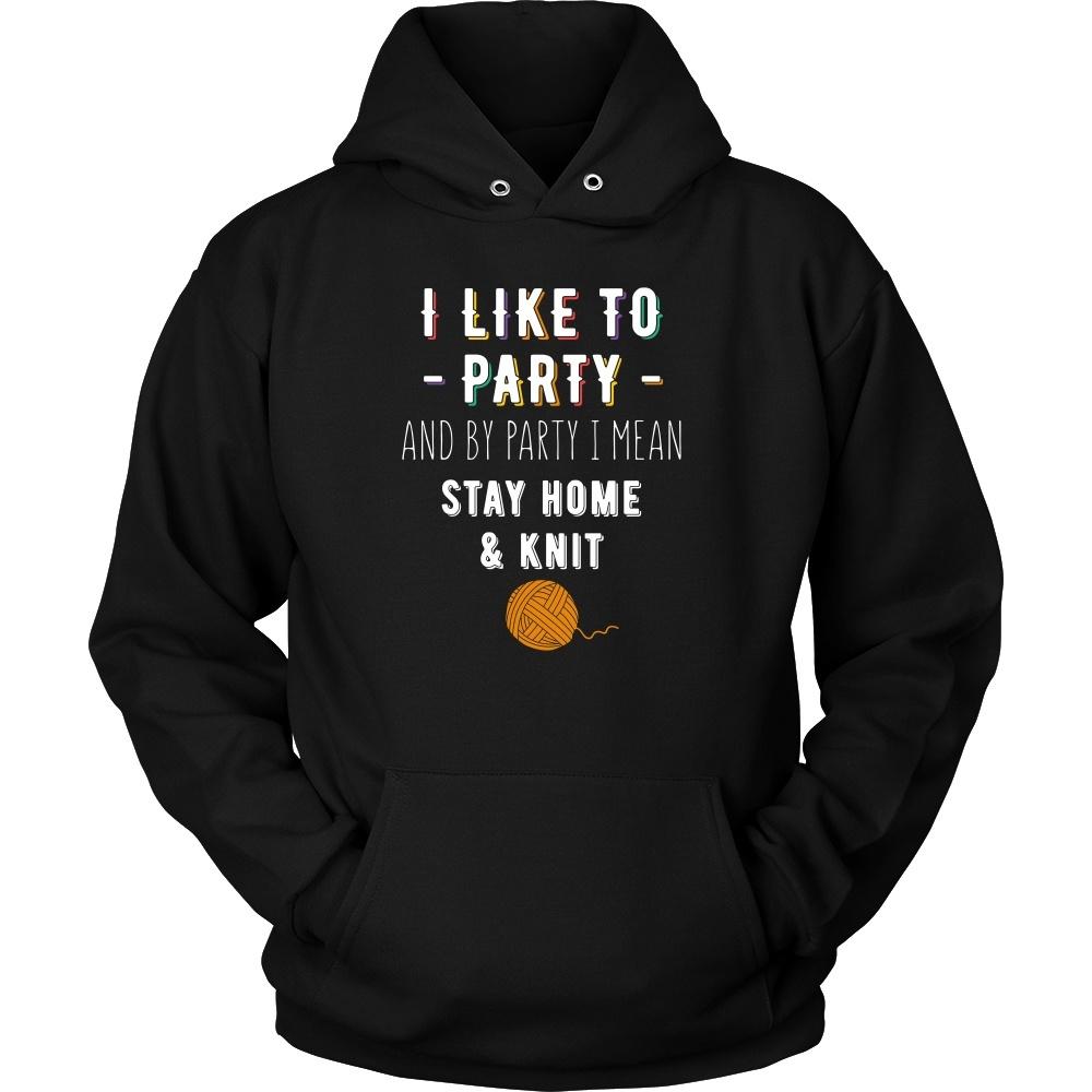 Knitting T Shirt - I like to party and by party I mean Stay home & knit-T-shirt-Teelime | shirts-hoodies-mugs