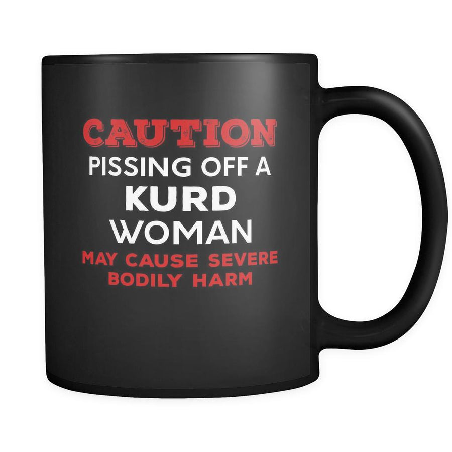 Kurd Caution Pissing Off A Kurd Woman May Cause Severe Bodily Harm 11oz Black Mug-Drinkware-Teelime | shirts-hoodies-mugs