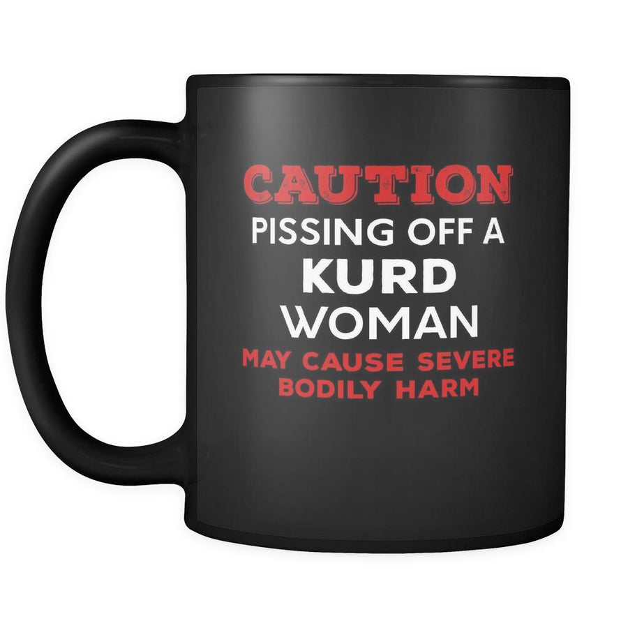 Kurd Caution Pissing Off A Kurd Woman May Cause Severe Bodily Harm 11oz Black Mug-Drinkware-Teelime | shirts-hoodies-mugs