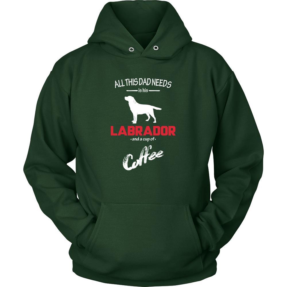 Labrador Dog Lover Shirt - All this Dad needs is his Labrador and a cup of coffee Father Gift-T-shirt-Teelime | shirts-hoodies-mugs