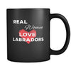 Labrador Real Women Love Labradors 11oz Black Mug-Drinkware-Teelime | shirts-hoodies-mugs