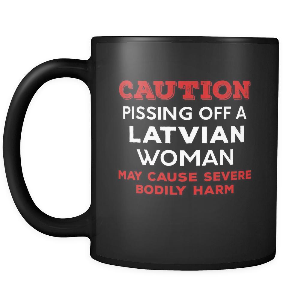 Latvian Caution Pissing Off A Latvian Woman May Cause Severe Bodily Harm 11oz Black Mug-Drinkware-Teelime | shirts-hoodies-mugs