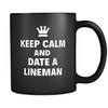 Lineman Keep Calm And Date A "Lineman" 11oz Black Mug-Drinkware-Teelime | shirts-hoodies-mugs