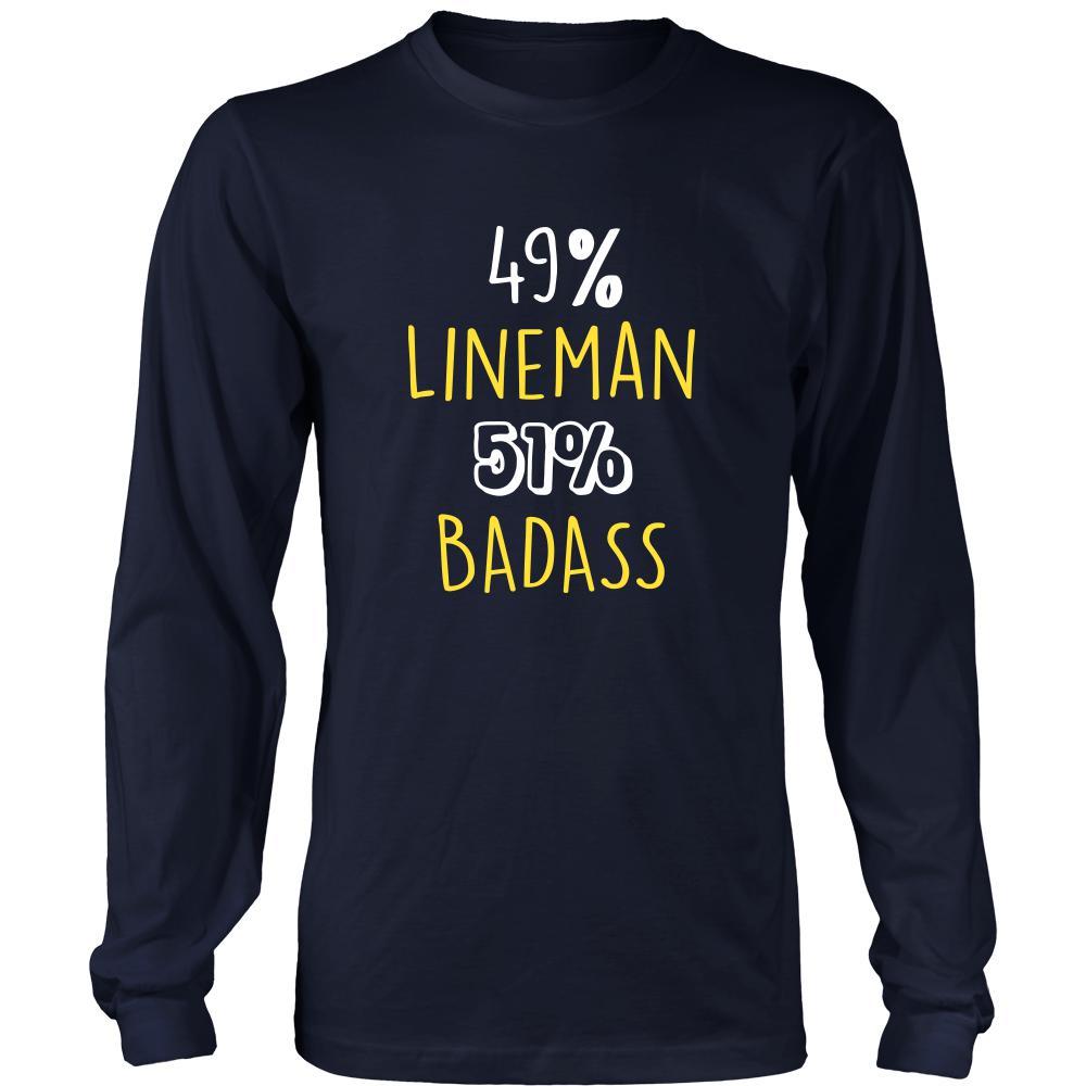 Lineman Shirt - 49% Lineman 51% Badass Profession-T-shirt-Teelime | shirts-hoodies-mugs