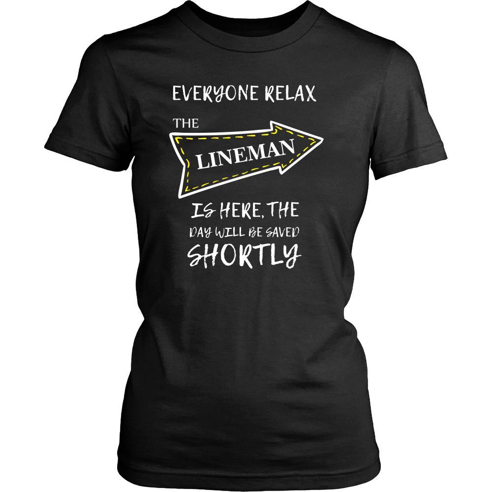 LINEMAN Shirt - Everyone relax the LINEMAN is here, the day will be save shortly - Profession Gift-T-shirt-Teelime | shirts-hoodies-mugs