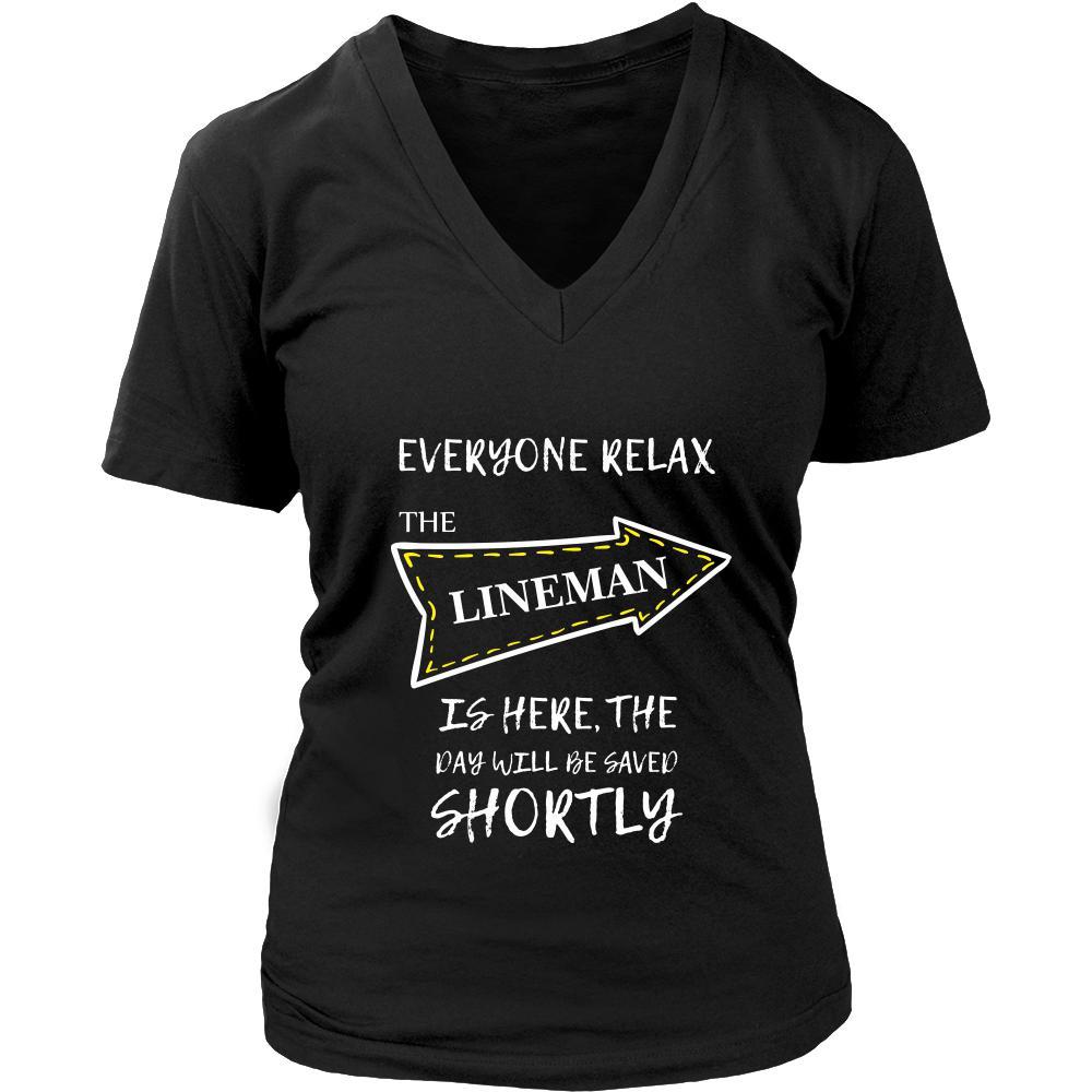 LINEMAN Shirt - Everyone relax the LINEMAN is here, the day will be save shortly - Profession Gift-T-shirt-Teelime | shirts-hoodies-mugs