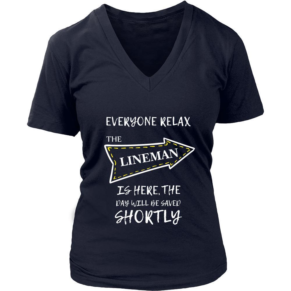 LINEMAN Shirt - Everyone relax the LINEMAN is here, the day will be save shortly - Profession Gift-T-shirt-Teelime | shirts-hoodies-mugs