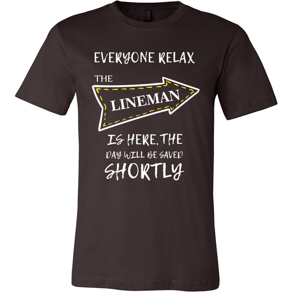 LINEMAN Shirt - Everyone relax the LINEMAN is here, the day will be save shortly - Profession Gift-T-shirt-Teelime | shirts-hoodies-mugs