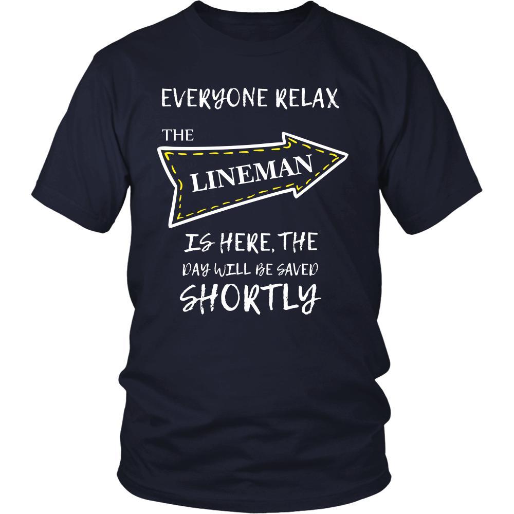LINEMAN Shirt - Everyone relax the LINEMAN is here, the day will be save shortly - Profession Gift-T-shirt-Teelime | shirts-hoodies-mugs