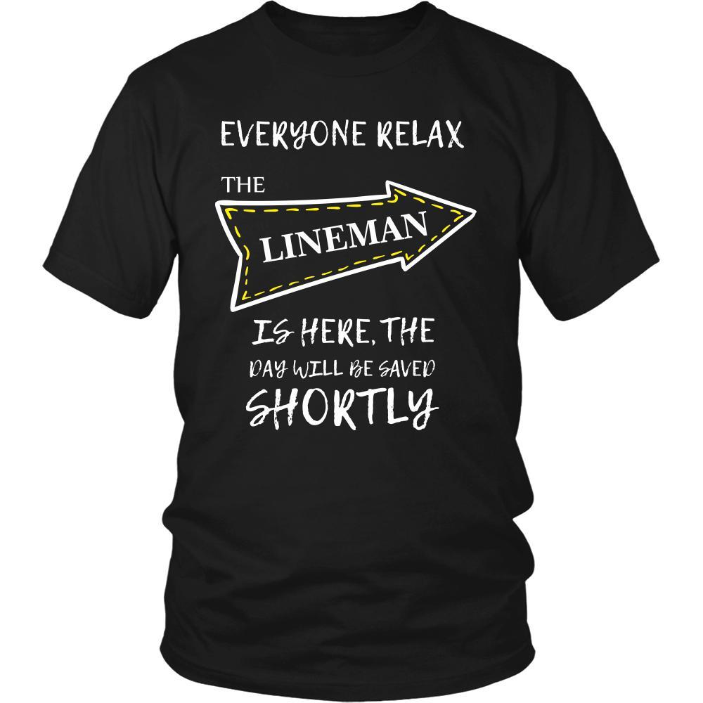 LINEMAN Shirt - Everyone relax the LINEMAN is here, the day will be save shortly - Profession Gift-T-shirt-Teelime | shirts-hoodies-mugs