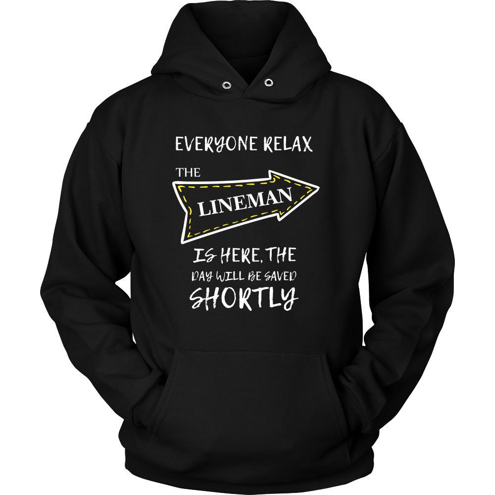 LINEMAN Shirt - Everyone relax the LINEMAN is here, the day will be save shortly - Profession Gift-T-shirt-Teelime | shirts-hoodies-mugs