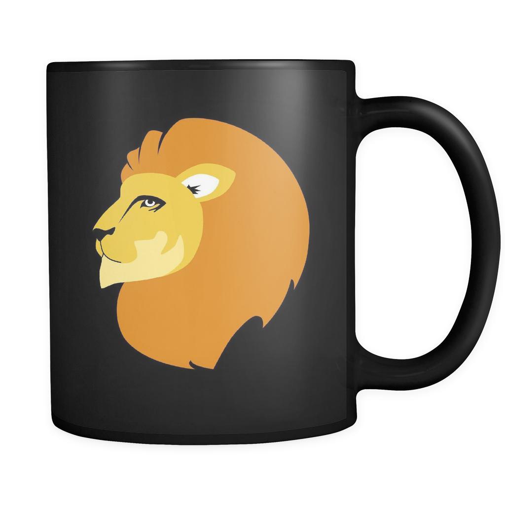 Lion Animal Illustration 11oz Black Mug-Drinkware-Teelime | shirts-hoodies-mugs
