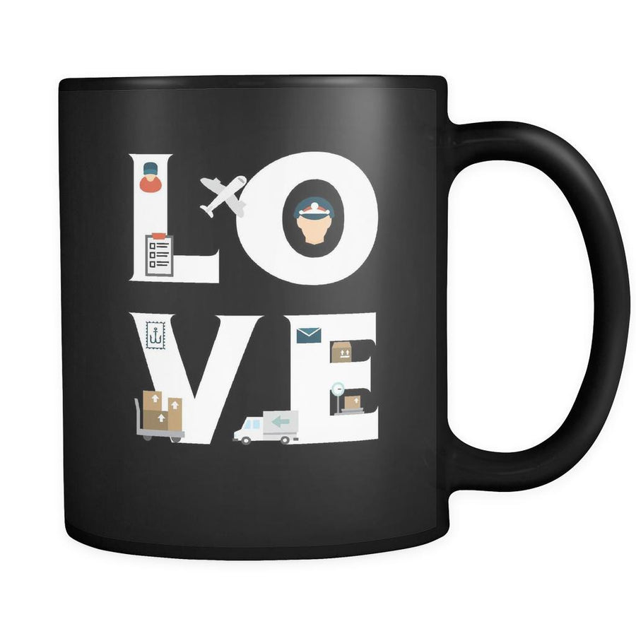 Logistician / Postmaster - LOVE Logistician / Postmaster - 11oz Black Mug-Drinkware-Teelime | shirts-hoodies-mugs