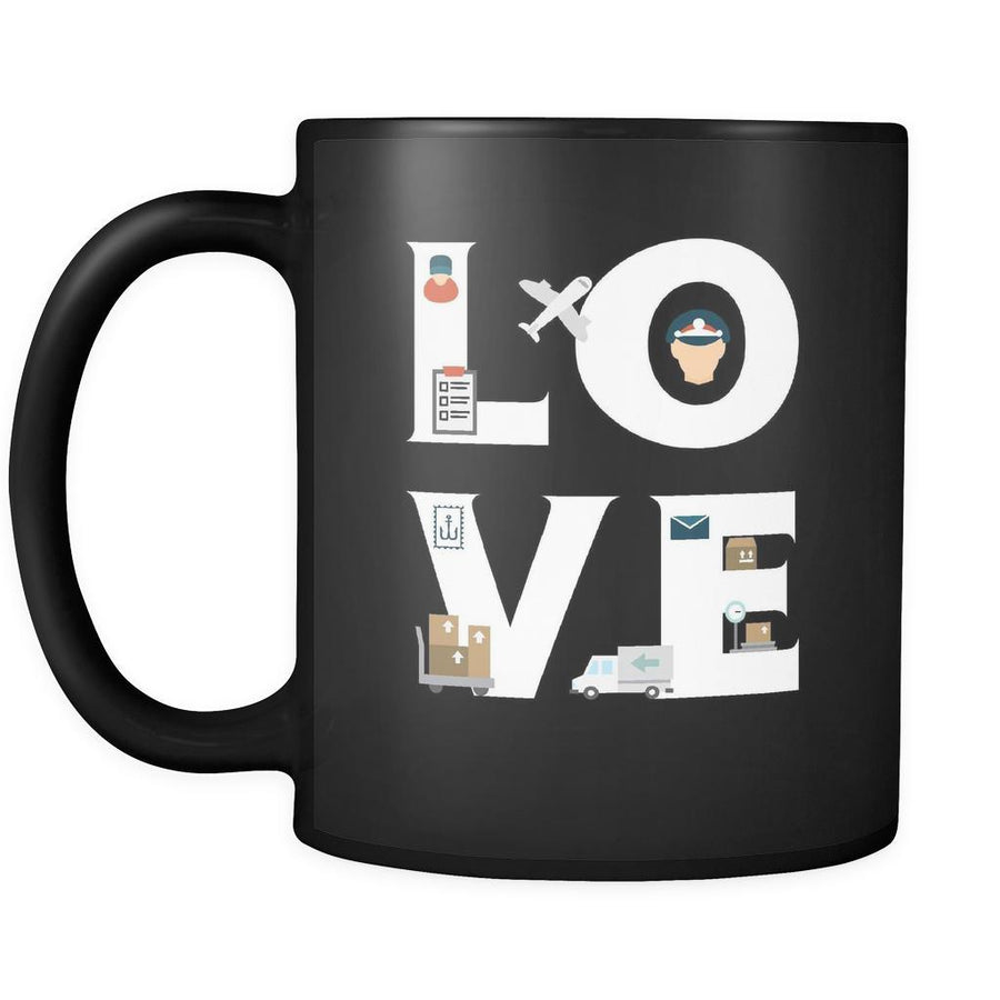 Logistician / Postmaster - LOVE Logistician / Postmaster - 11oz Black Mug-Drinkware-Teelime | shirts-hoodies-mugs
