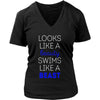 Looks like a beauty swims like a beast Swimming Blue Letters-T-shirt-Teelime | shirts-hoodies-mugs