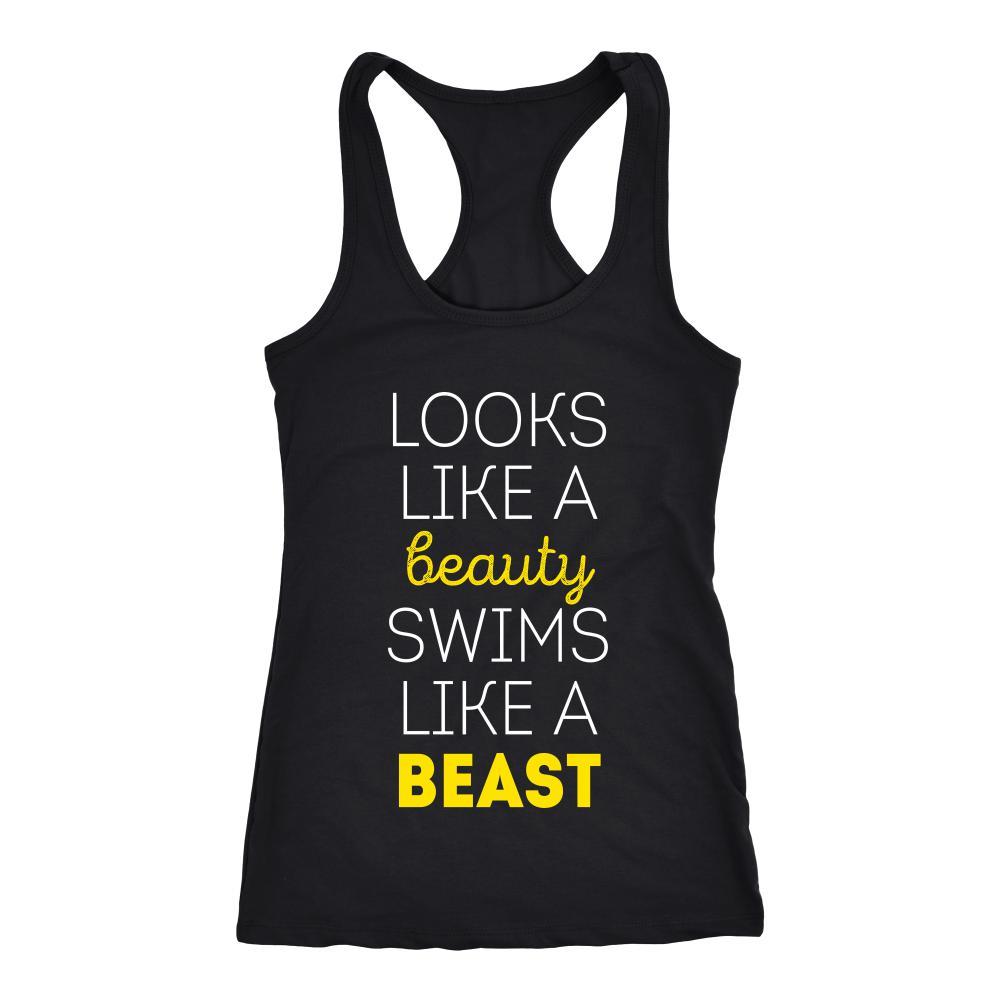 Looks like a beauty swims like a beast Swimming Female Shirt-T-shirt-Teelime | shirts-hoodies-mugs