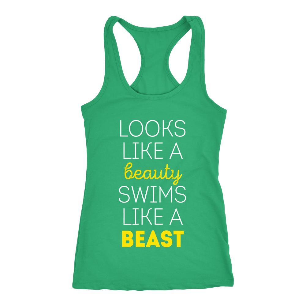 Looks like a beauty swims like a beast Swimming Female Shirt-T-shirt-Teelime | shirts-hoodies-mugs