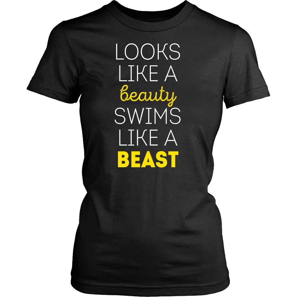 Looks like a beauty swims like a beast Swimming Female Shirt-T-shirt-Teelime | shirts-hoodies-mugs