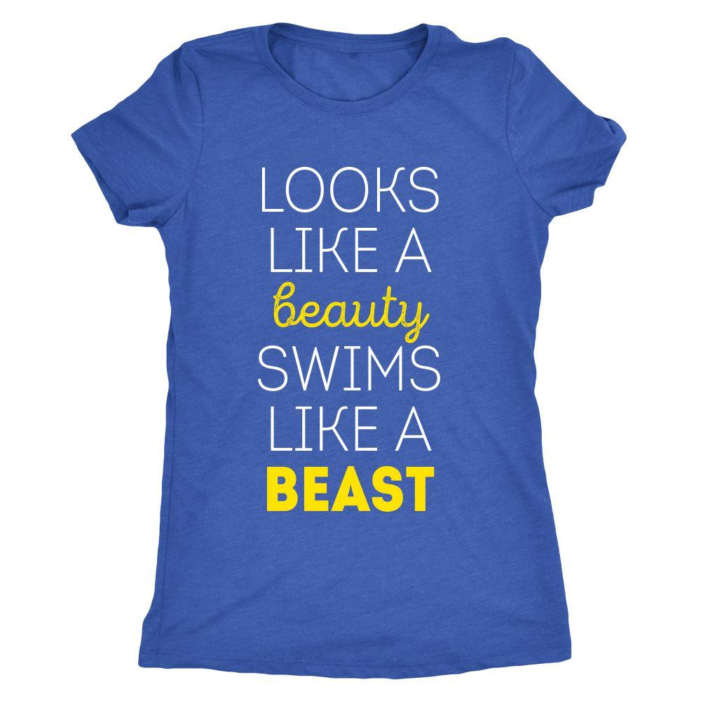 Looks like a beauty swims like a beast Swimming Female Shirt-T-shirt-Teelime | shirts-hoodies-mugs