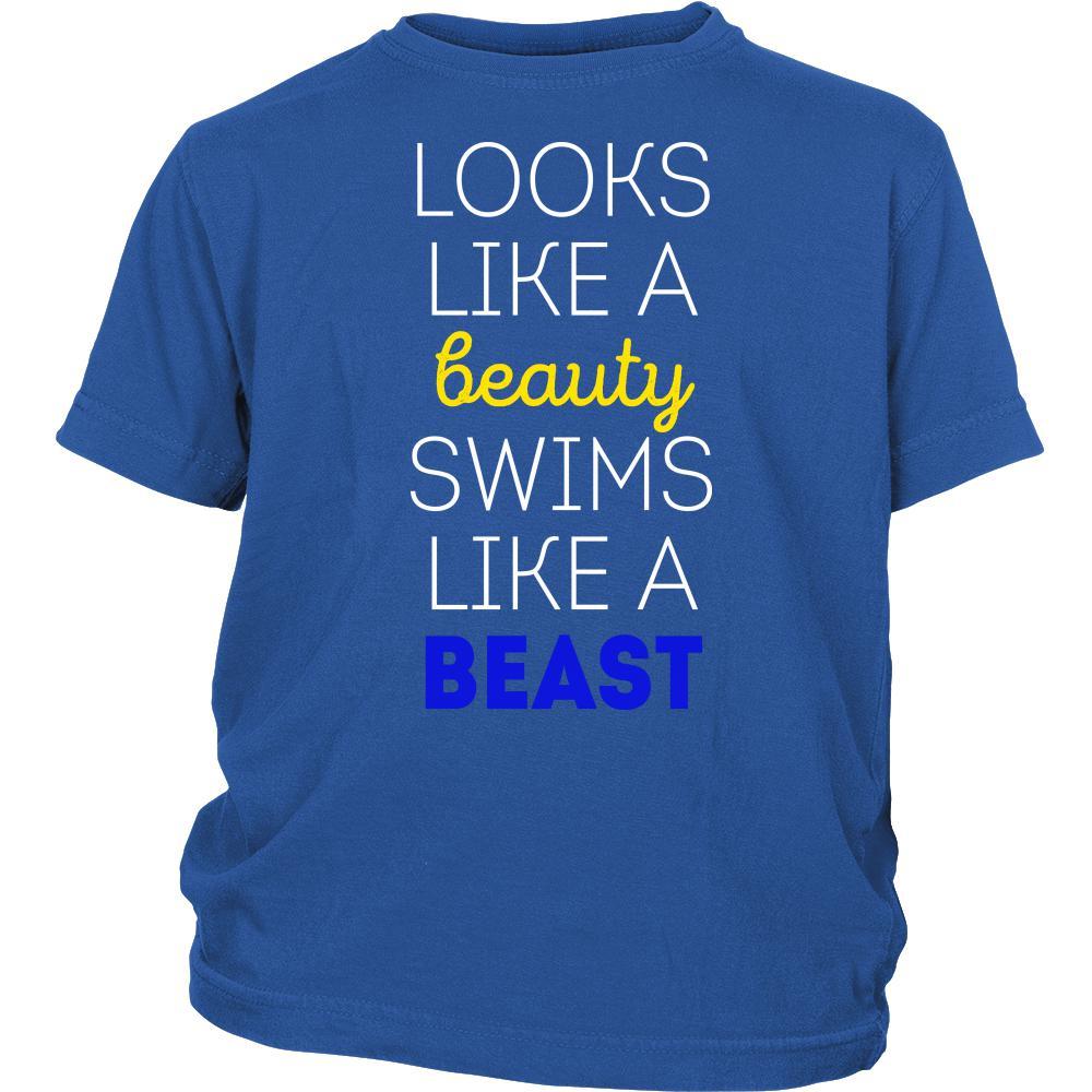Looks like a beauty swims like a beast Swimming Kids Shirt-T-shirt-Teelime | shirts-hoodies-mugs