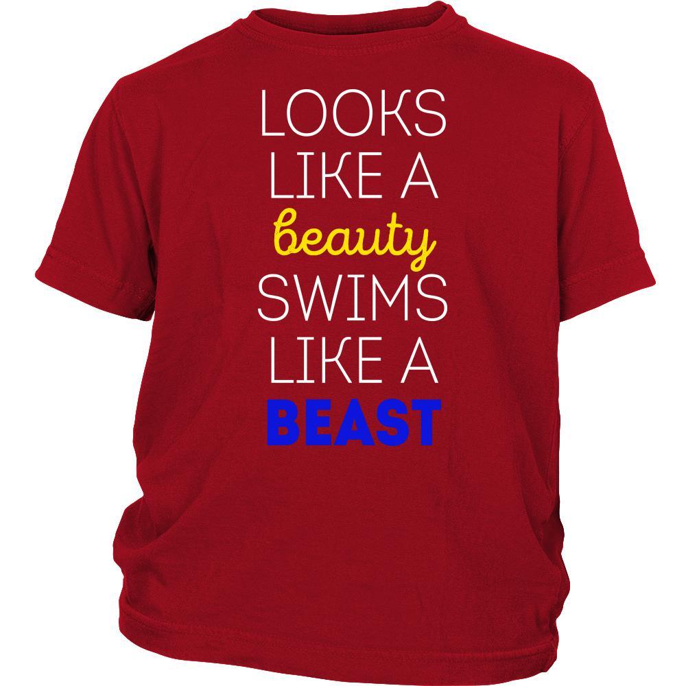 Looks like a beauty swims like a beast Swimming Kids Shirt-T-shirt-Teelime | shirts-hoodies-mugs