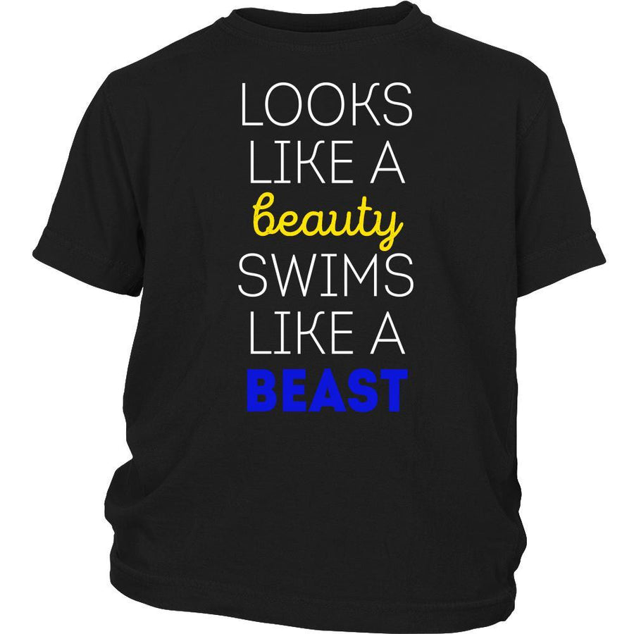 Looks like a beauty swims like a beast Swimming Kids Shirt-T-shirt-Teelime | shirts-hoodies-mugs