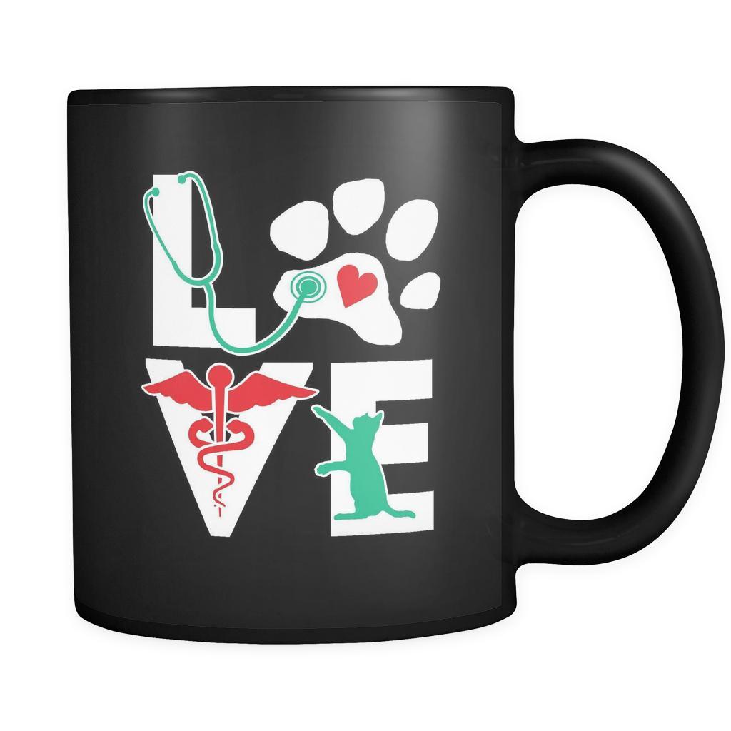 Love Cat mug - Vet Nurse coffee mug Veterinary coffee cup Black (11oz)-Drinkware-Teelime | shirts-hoodies-mugs
