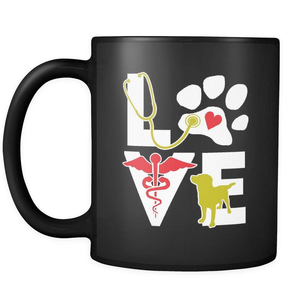 Love Dog mug - Vet Nurse coffee mug Veterinary coffee cup Black (11oz)-Drinkware-Teelime | shirts-hoodies-mugs