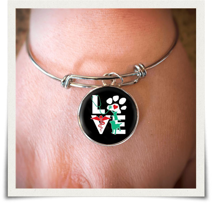 Love Veterinary dog and cat Full Color Bangle-Bangle with full color small circle attachment.-Teelime | shirts-hoodies-mugs