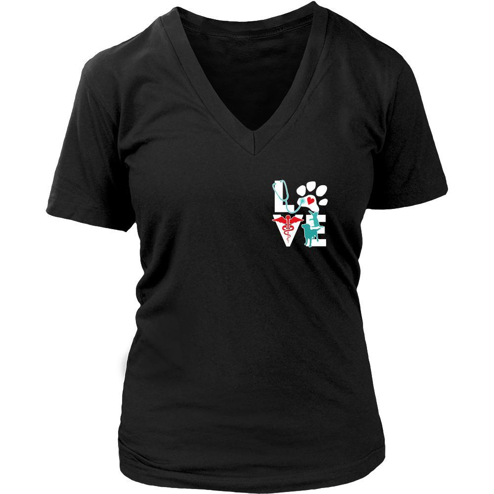Love Veterinary in left pocket & In it for the income outcome Custom Design-T-shirt-Teelime | shirts-hoodies-mugs