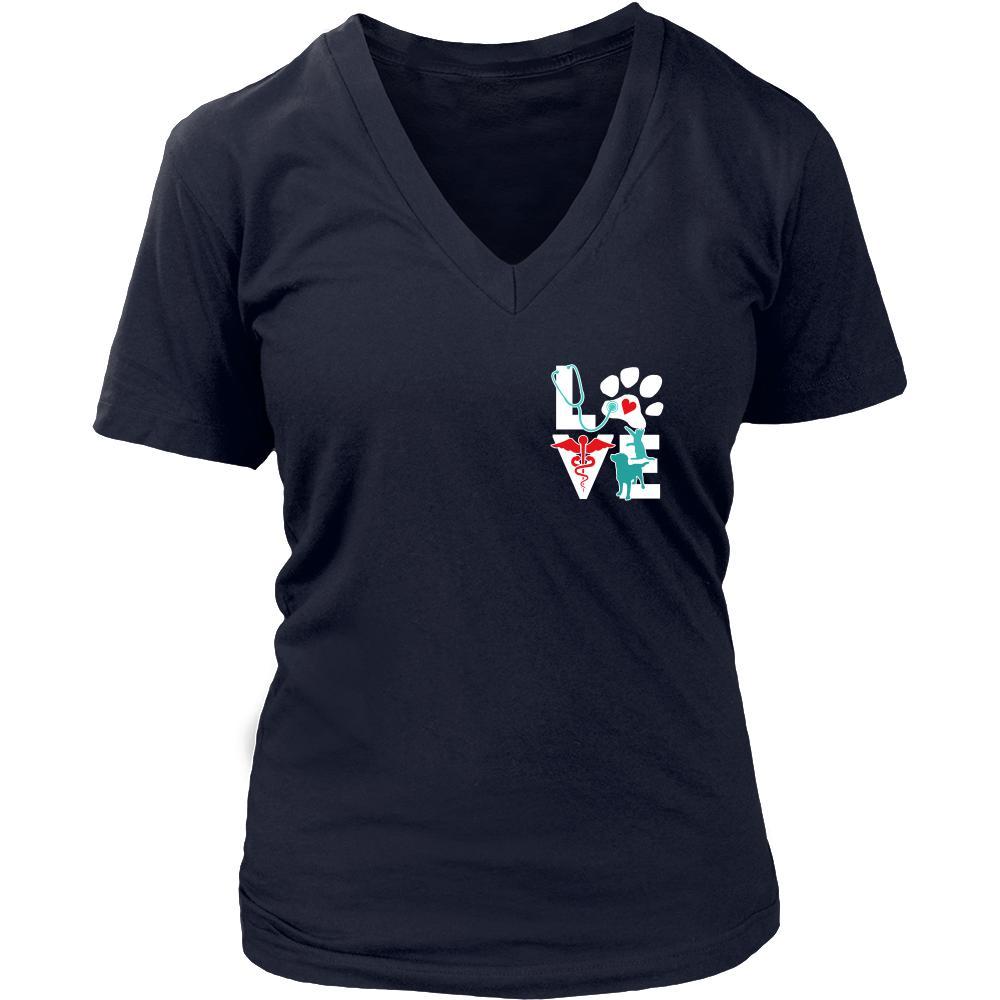 Love Veterinary in left pocket & In it for the income outcome Custom Design-T-shirt-Teelime | shirts-hoodies-mugs