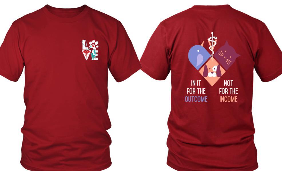 Love Veterinary in left pocket & In it for the income outcome Custom Design-T-shirt-Teelime | shirts-hoodies-mugs