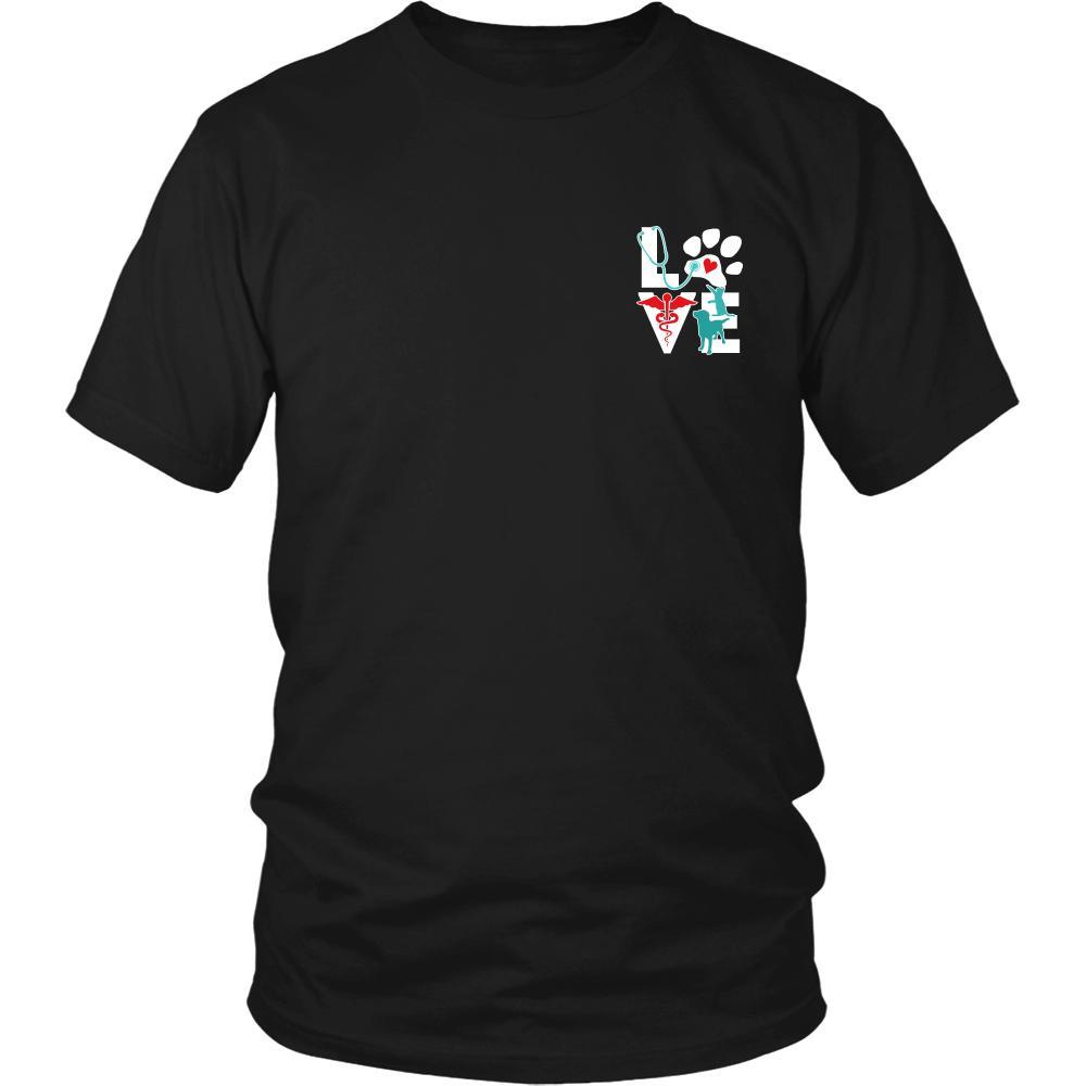 Love Veterinary in left pocket & In it for the income outcome Custom Design-T-shirt-Teelime | shirts-hoodies-mugs
