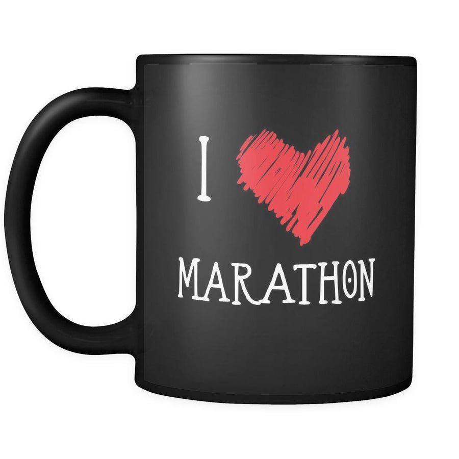 Marathon I Love Marathon 11oz Black Mug-Drinkware-Teelime | shirts-hoodies-mugs