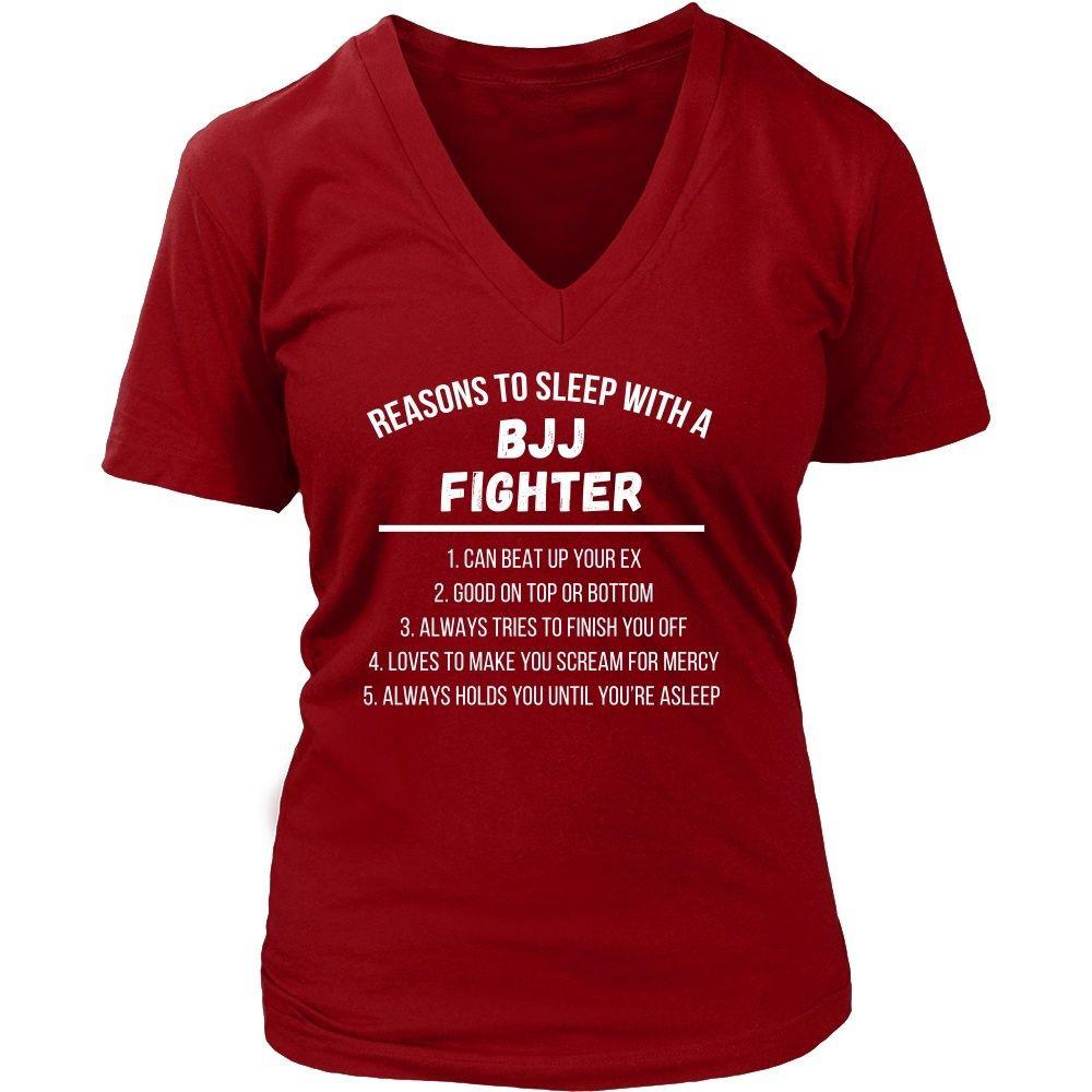 Martial Arts T Shirt - Jiu Jitsu Reasons to sleep with a BJJ Fighter-T-shirt-Teelime | shirts-hoodies-mugs