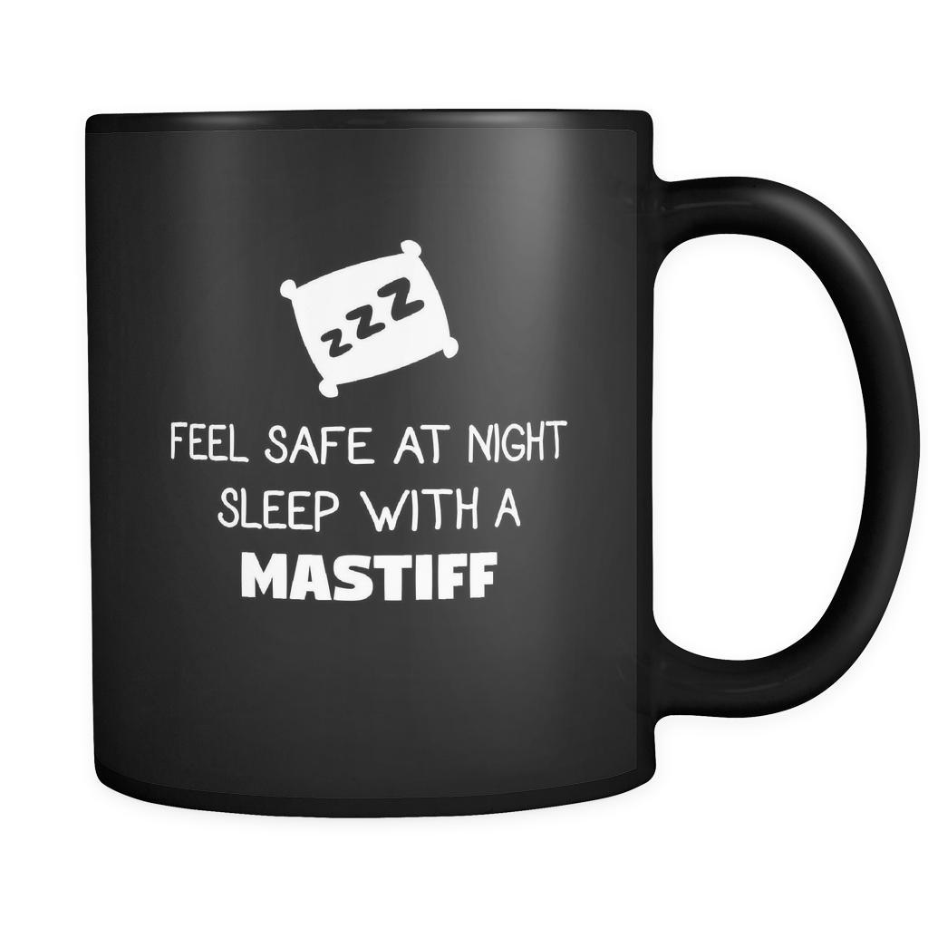 Mastiff Feel Safe With A Mastiff 11oz Black Mug-Drinkware-Teelime | shirts-hoodies-mugs