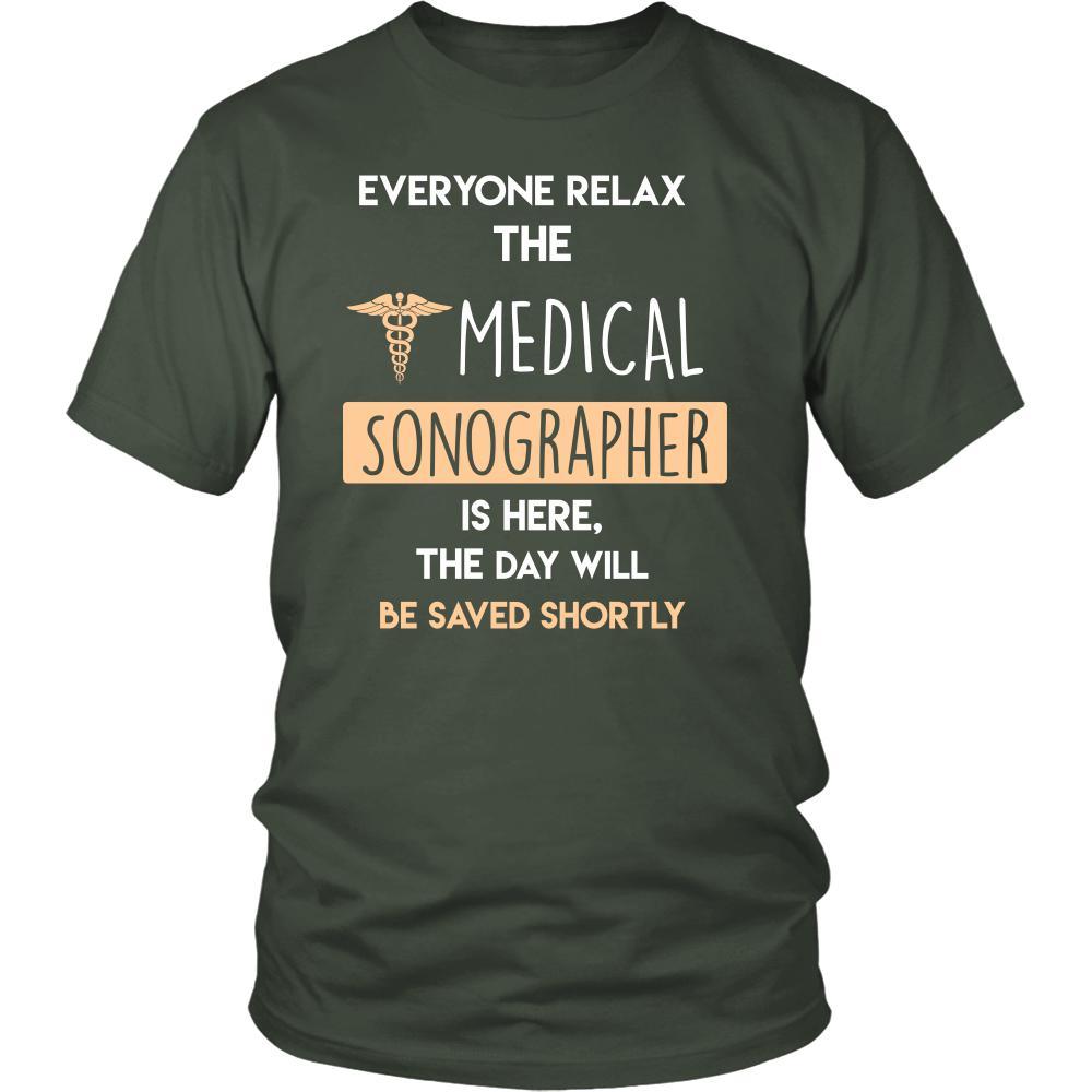 Medical Sonographer Shirt - Everyone relax the Medical Sonographer is here, the day will be save shortly - Profession Gift-T-shirt-Teelime | shirts-hoodies-mugs