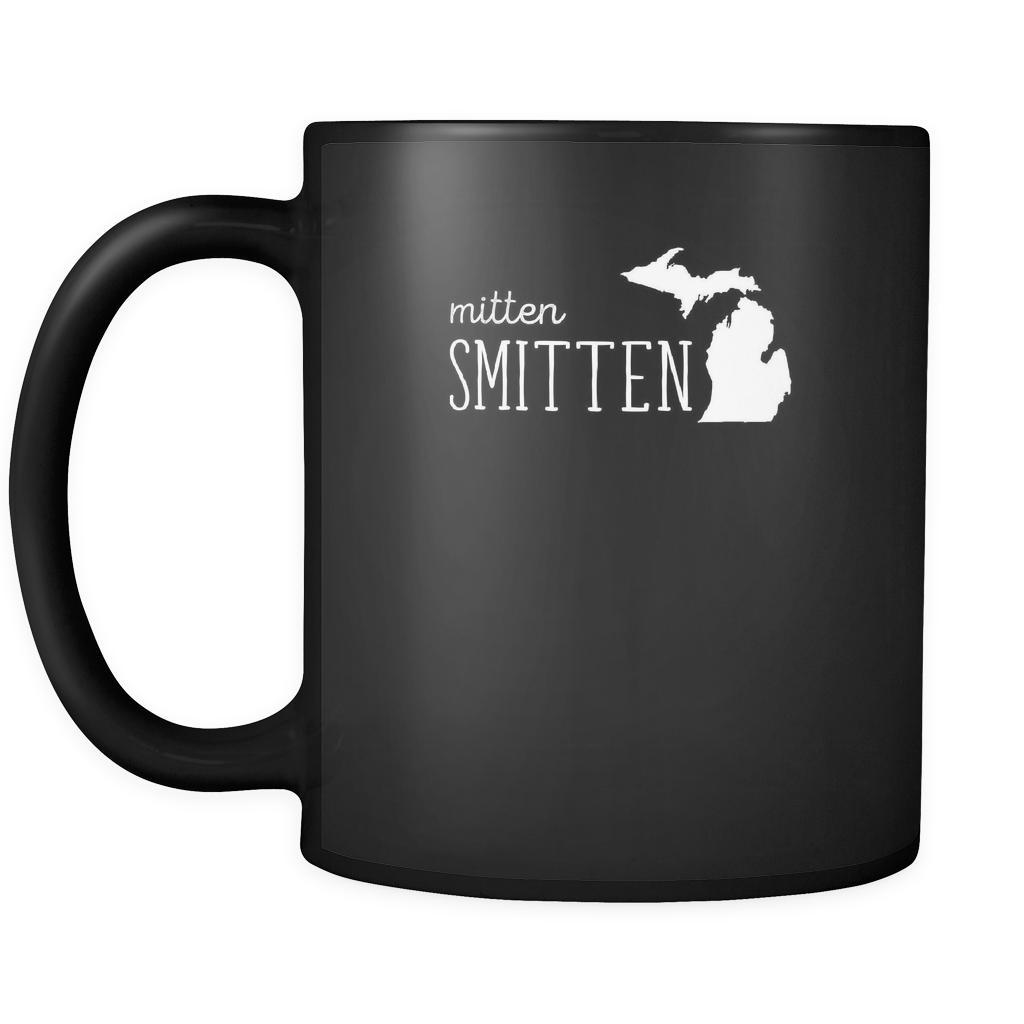 Michigan funny coffee cup- Mitten smitten - Michigan state mug 11oz Black US State mugs-Drinkware-Teelime | shirts-hoodies-mugs